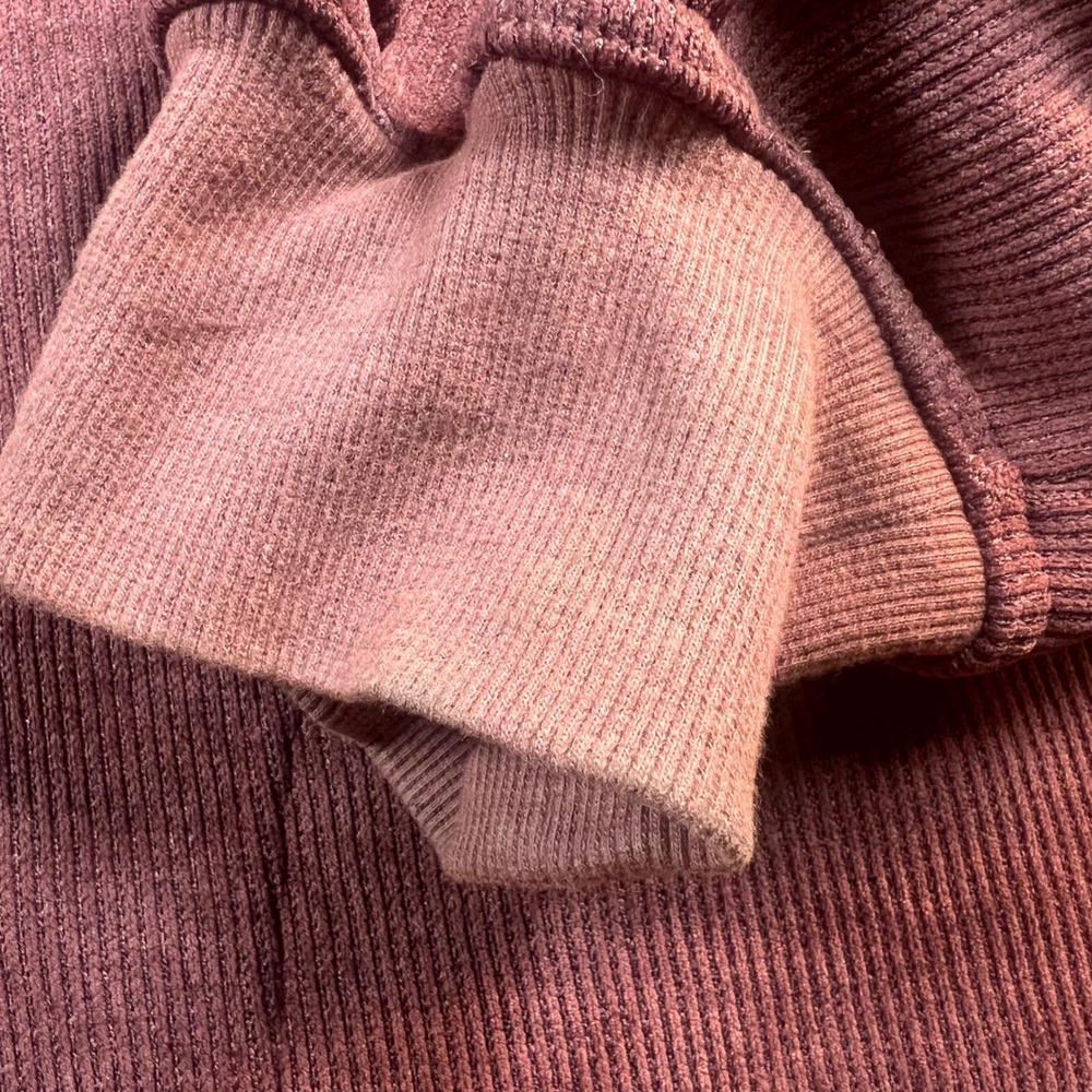Free People Women XL Pullover Burgundy Corduroy Sherpa Lined Collar Sweatshirt - Picture 4 of 9